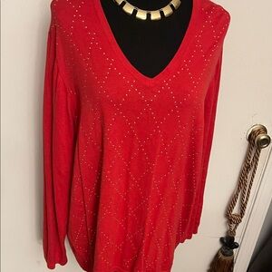 Tommy Hilfiger Red V-Neck Sweater